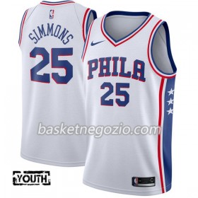 Canotte Bambino Philadelphia 76ers Ben Simmons 25 Nike 2017-18 Bianco Swingman